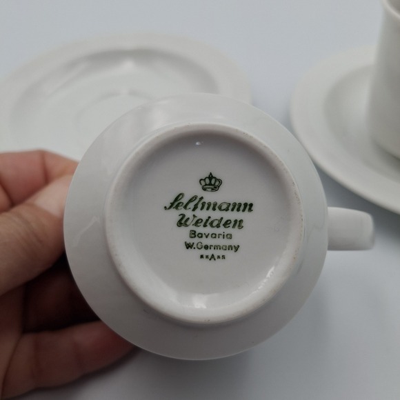 Vintage Seltmann Weiden Demitasse Tea‎ Cup & Saucer Set of 2 Bavaria Tea Flowers - Picture 6 of 9